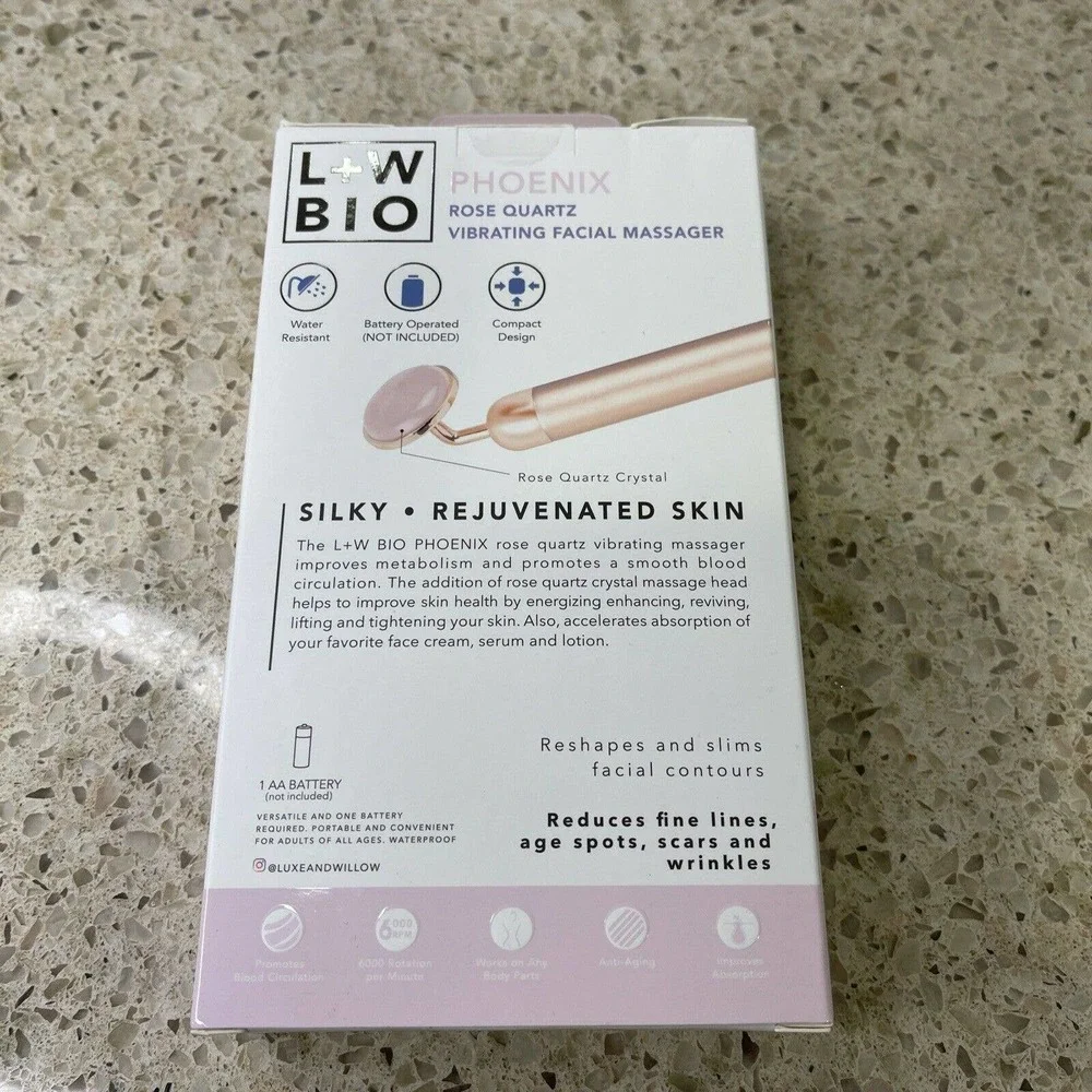 LUXE & WILLOW PHOENIX VIBRATING FACIAL MASSAGER - ROSE QUARTZ‎ (NWB/Sealed)
